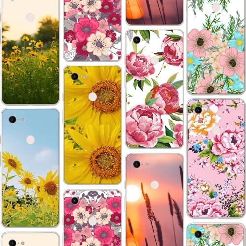 Ciciber Luxury Flowers Sunflower Case for Google Pixel 5 4 3 2 XL Soft Silicone Cover for Google Pixel 4a 3a XL Funda Coque Capa