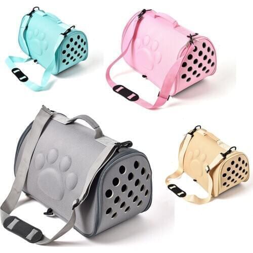 Pet Outdoor Carrier Portable Cat Dog Diagonal Bag Foldable And Breathable Pet Bag Cat Dog Large Space Fashion Color EVA Knapsack