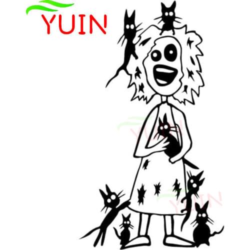 Crazy Cat Funny Applique Fashion Body Window Decoration PVC Waterproof Sunscreen Car Sticker Black/White/Red/Laser/Silver