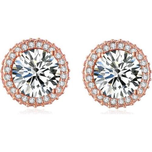 ZSLBS Luxury Zirconia Crystal Earrings For Women Girl Round Double Stud Earring Jewelry Pendientes Boucle Oreille Femme Brincos