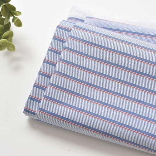 1meter 100% cotton Yarn dyed stripe blue fabric for Childrens skirt dress DIY Summer clothes bag handwork fabric art XMT