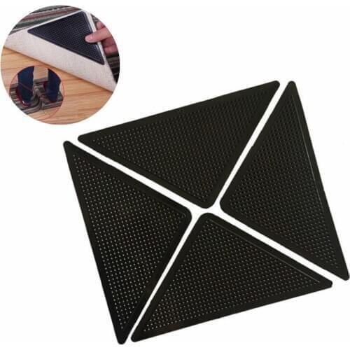 4Pcs Home Floor Rug Carpet Mat Grippers Self-adhesive Anti Slip Tri Sticker Reusable Washable Silicone Grip Car Perfume Pad