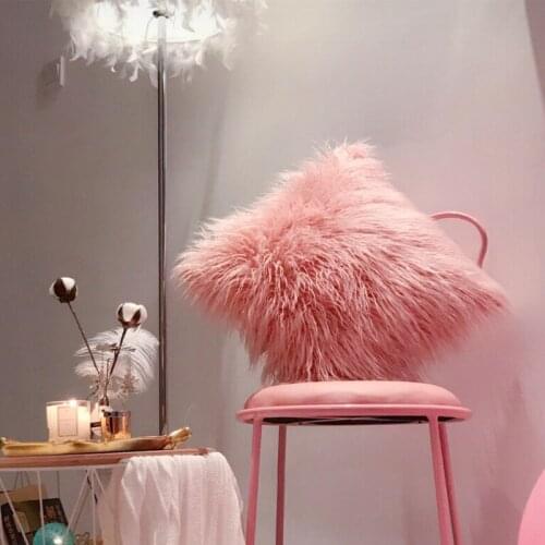40*40cm Nordic Plush Pillowcase Wool Pillow Case Soft Fluffy Long Fur Sofa Bed Cushion Cover Princess Room Throw Pillowcase