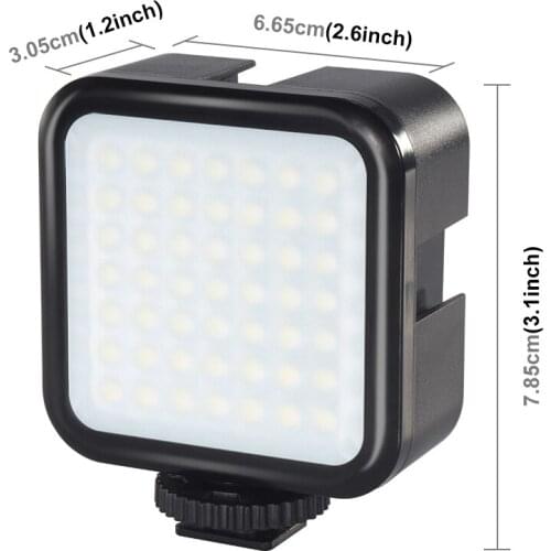 49LED Mini LED Light 800LM Cold Shoe Lamp Vlog Fill Light for GoPro SJCAM Yi Action Sports Camera