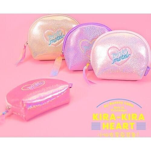 Bentoy Laser Shell Cosmetics Bag Mini Embroidery Girly Heart Makeup Bags Harajuku Style Toiletries Case Organizer