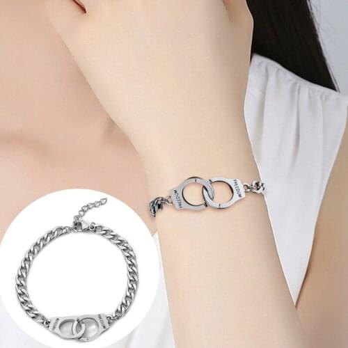 Couple bracelet Freedom bracelet Handcuffs lettering Adjustable Wrist Jewelry Gifts