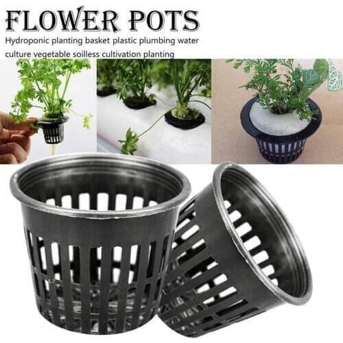 5pcs Black Plastic Flower Pot Perforated Breathable Net Cup Basket Planting Basket