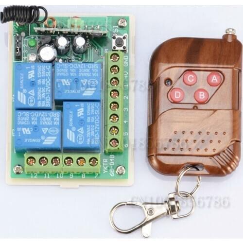 DC12V 4 Channel Wireless Remote Control Receiver Momentary Switch System Free Shipping