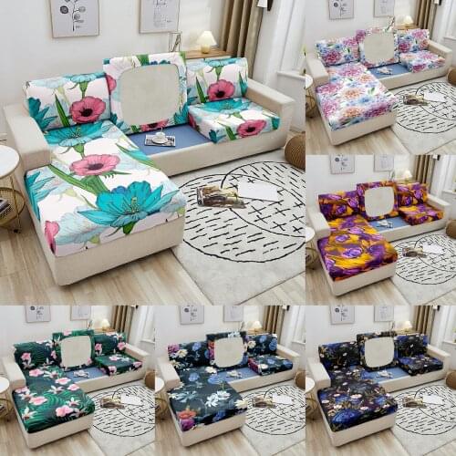 Floral Leaf Sofa Seat Cover Removable Elastic 3D Print Seat Cushion Cover For Corner Sofa Slipcover Couch Cover 1-4 Seater