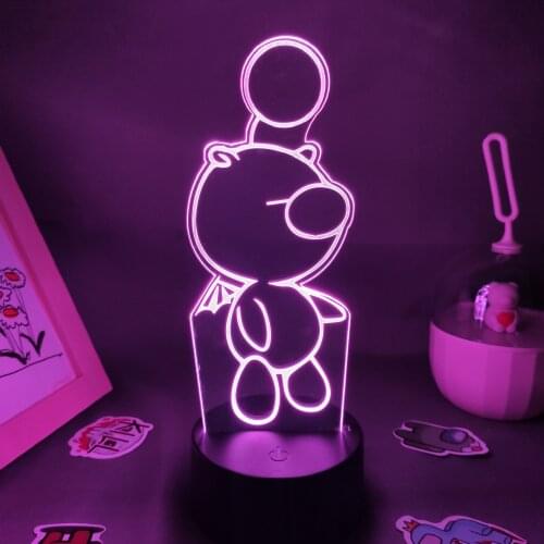 Final Fantasy Figure Moogle Lamps 3D Led RGB Battery Night Lights Birthday Gift For Friend Gaming Room Table Colorful Decoration