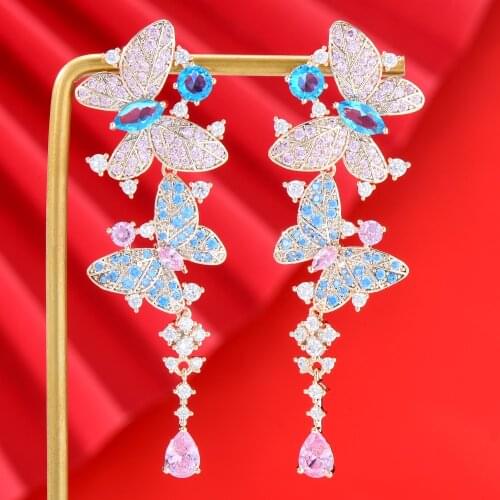 GODKI Trendy 4 Rows Big Drop Earring For Women Wedding Cubic Zirconia Dubai Bridal Earrings Costume Jewelry Summer Party