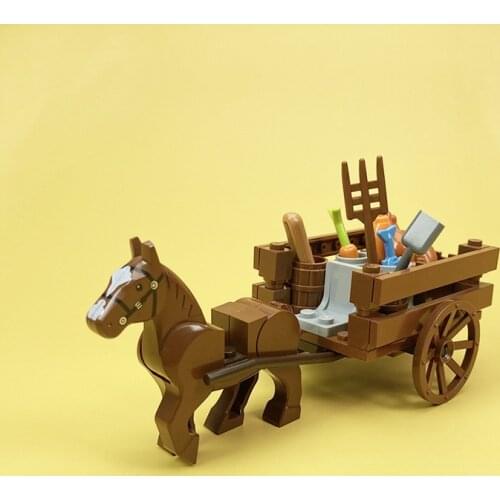 MOC City Street View Retro Flower House Food Carriage Building Blocks Agricultural Vehicle Accessories Compatible Kids Toys