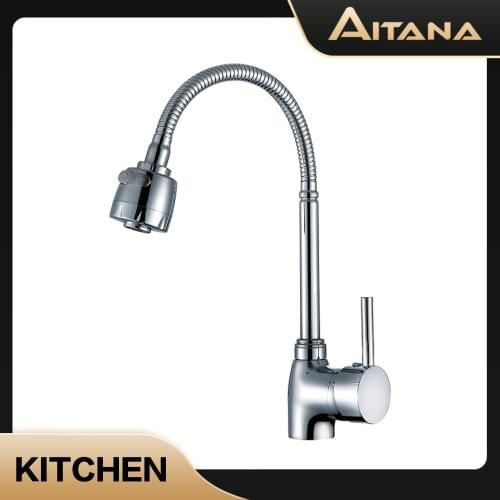Chrome plated single hole hot and cold sink kitchen faucet Brass sink faucet Wash in any direct Free postageion Faucet