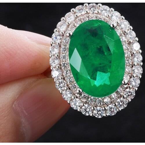 Luxury Real Silver 925 Jewelry Rings Oval Cut Citrine Emerald Paraiba Tourmaline Gemstone Ring Anniversary Fine Jewelry Gift