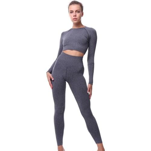 Yoga Sets Women Gym Sports Set Elastic Sports Hight Waist Leggings Sportswear Workout Sets Women Yoga Sets Women Gym Sports Set