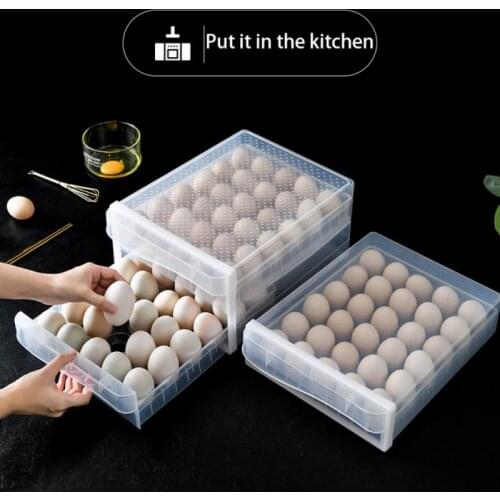 Egg Storage Box Egg Tray Containers Refrigerator 30/40/60 Grids Eggs Plastic Dispenser Fresh Preservation Kitchen Organizer