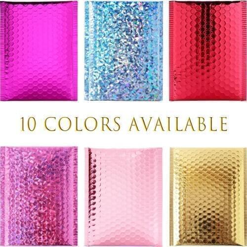 10Colors 10PCS/Pack 6x9'' 180x230mm Aluminum Metallic Foil Bubble Mailer CD/Eyelash Packaging Gift Shipping Padded Envelope Bags