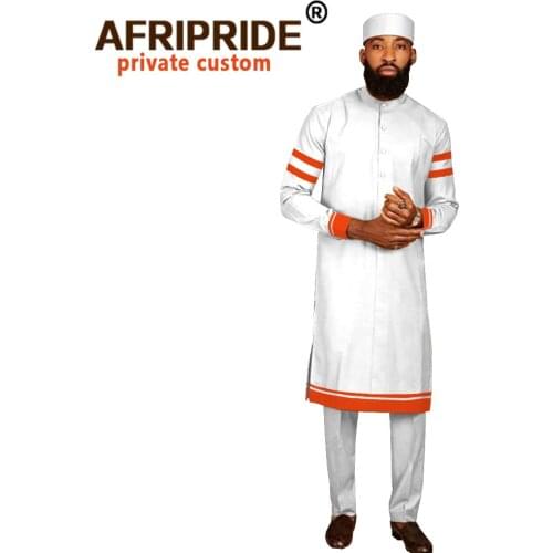 Men Tracksuit African Clothing Traditional Set Dashiki Shirt Pant and Hat 3 Piece Tribal Outfits Casual Robe AFRIPRIDE A2016013