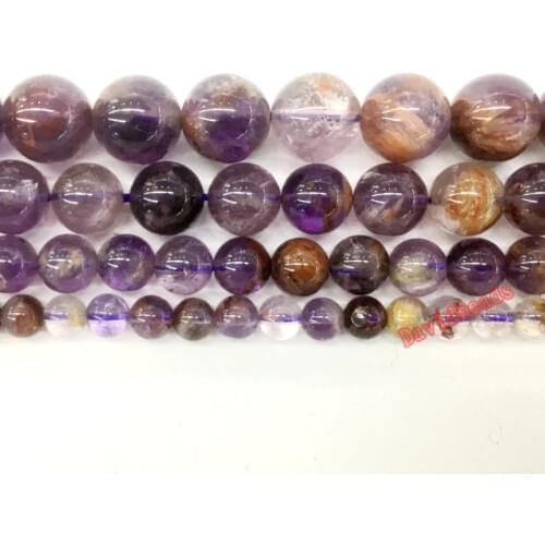 Natural Precious Purple Ghost Quartz Round Loose Beads for Jewelry Making 15inche/strand Bracelet Necklace Diy