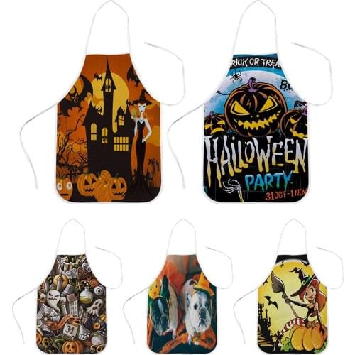 CLOOCL Happy Halloween Party Kitchen Apron for Woman Sleeveless Polyester Aprons Cooking Home Cleaning Tools Drop Shipping