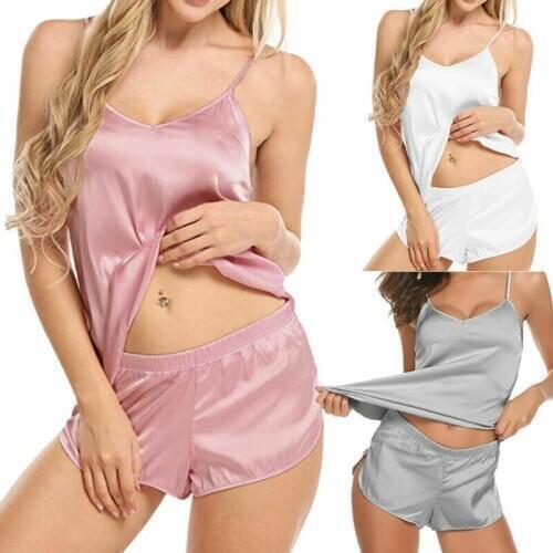 Summer Women Lingerie Nightwear Pyjamas Set Underwear Sleepwear Sleepsuit Fashion Sexy Sling Sleeveless Lady Pajama Sets