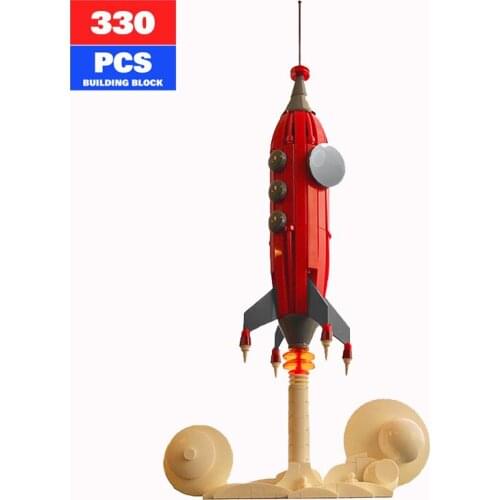 MOC Creator Expert High-tech Retrofuturistic Spaceship Rocket Building Block Ideas model DIY Technical Education Toys Boy gift