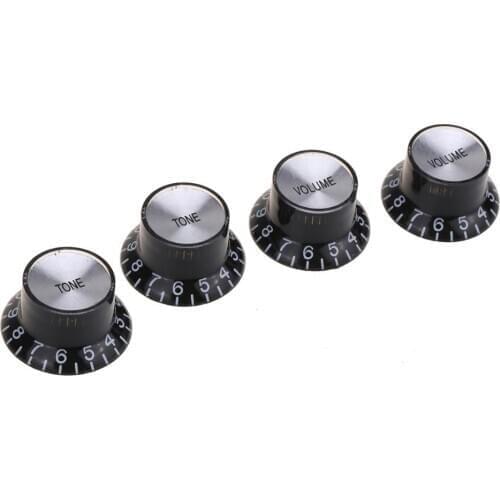 Musiclily Pro Left Handed Metric Size Guitar Top Hat Bell 2 Volume 2 Tone Reflector Knobs Set for Epiphone Les Paul SG, Black