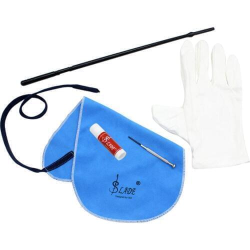5 in 1 Flute Cleaning Maintenance Kit Cleaning Cloth+Stick+Cork Grease+Screwdriver+Gloves