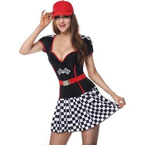 Adult Racing Driver Fancy Dress Sexy Women Halloween Race Car Driver Costume Uniform Sets