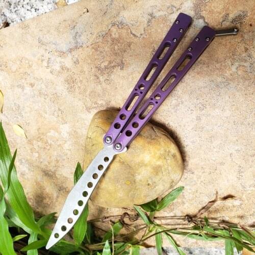 TheOne EX-10 EX10 Butterfly In Knife Trainer Knife 440 Blade Titanium Handle Survival Hunting Camping Folding Pocket Knife