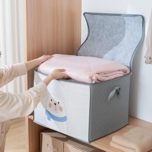 Quilt Storage Bag Blanket Storage-Bin Sweater Organizer Clothes Basket With Lid Dust-Proof Bag-Holder Household Zippper Case Box