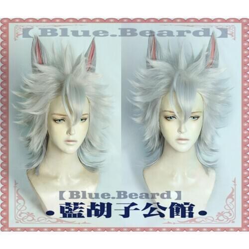 Twisted Wonderland Jack Howl Cosplay Wig Wolf Silver Short Synthetic Hair Wig Pelucas + Free Hair Net+Ears