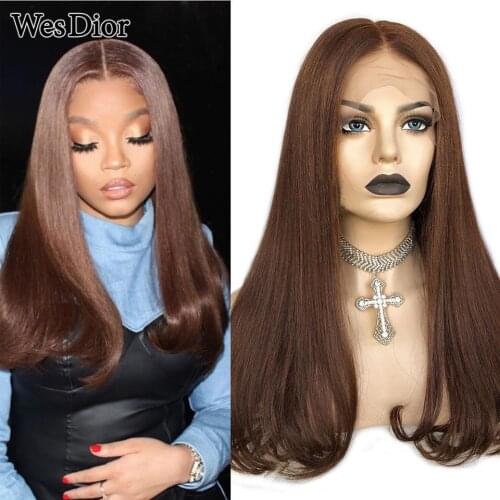 Straight Human Hair Wigs New Trend Brazilian 4X4 Lace Wig For Black Women Density 180 Preplucked T Part Lace Human Hair Wig Remy