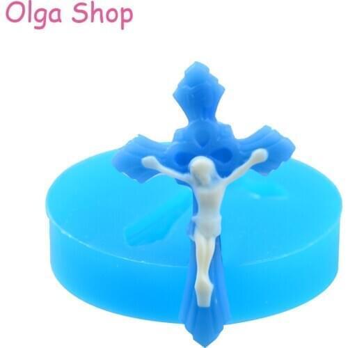 PYL150 34.2mm Jesus Christ on Cross Crucifix Flexible Silicone Mold - Fondant, Sugarcraft, Resin, Clay, Scrapbooking, Jewelry