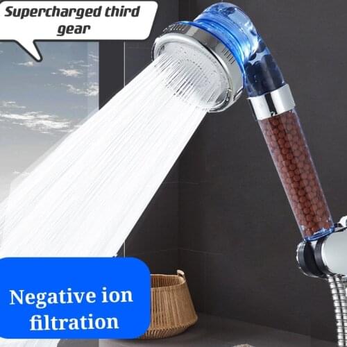 3 Modes Bath Shower Adjustable Jetting Shower Head High Pressure Saving Water Bathroom Anion Filter Shower SPA Nozzle