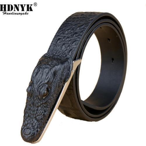New Arrival Genuine Leather Strap Men Copy Crocodile Belt Fashion Male Waist Strap Top Quality Cowskin Smooth Buckle Big Size