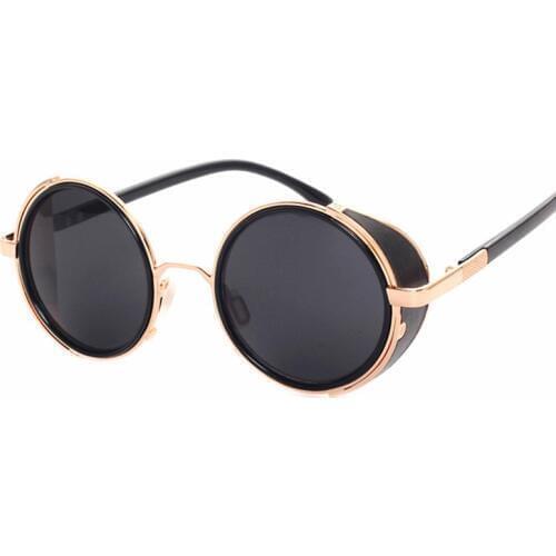 Rock Retro Steampunk Men Women Sunglasses Unisex Coating Reflective Metal Round Sun glasses Vintage For Woman Masculino Sol