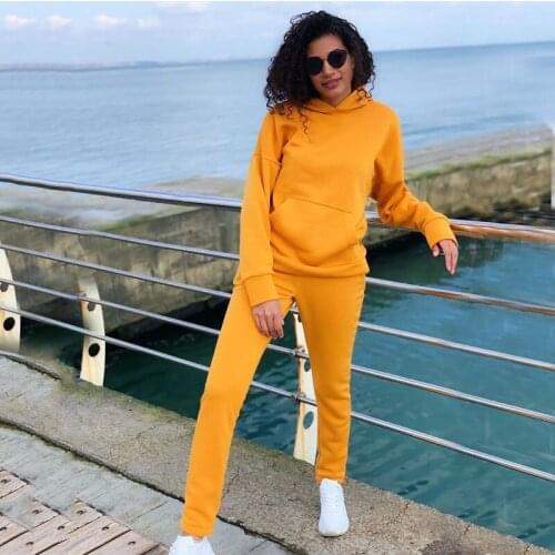 Winter Womens Tracksuit Solid Outfits Hoodie And Pants Casual Suit Two Piece Set Woman Set Autumn Sports Suit Women