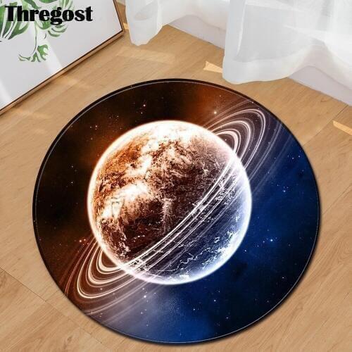 Thregost 3D Planet Printed Round Carpets for Living Room Hallway Yoga Mats Modern Outdoor Floor Anti-Slip Rugs Home Decor