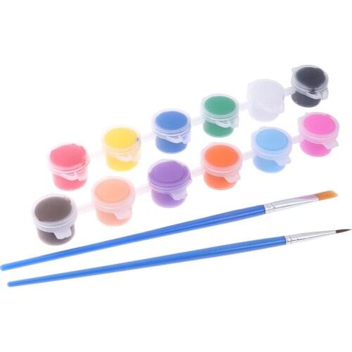 12Colors Fabric Hand Painted Wall Plaster Painting Drawing For Kids Acrylic Paint WaterBrush Pigment Set for Clothing Textile