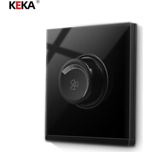 KEKA Universal standard switch knob switch wall Fan Switch Speed Controller. 4-color Tempered glass panel