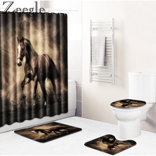 Bathroom Curtain Shower Curtain Bath Mat Set Absorbent Bathroom Doormat Shower Mat Anti-slip Toilet Pedestal Rug Soft Foot Mat