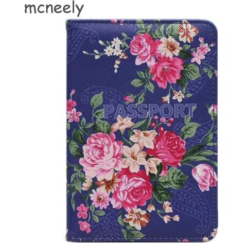 Mcneely Women Girl Sweet Flowers Passport Holder Protect Cover Case Organizer Fashion Floral Passport Holder F58-85 Dropshiping