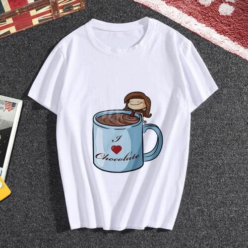 Female T-shirt coffee girl T-shirt summer casual personality Harajuku thin section white female T-shirt clothes