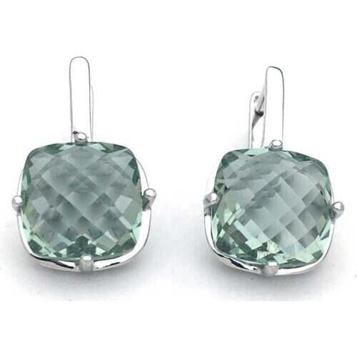 CSJ Green Amethyst Earring Sterling 925 Silver Citrine Ametrine Paraiba Zultanite for Women Birthday Party Engagement Gift Box