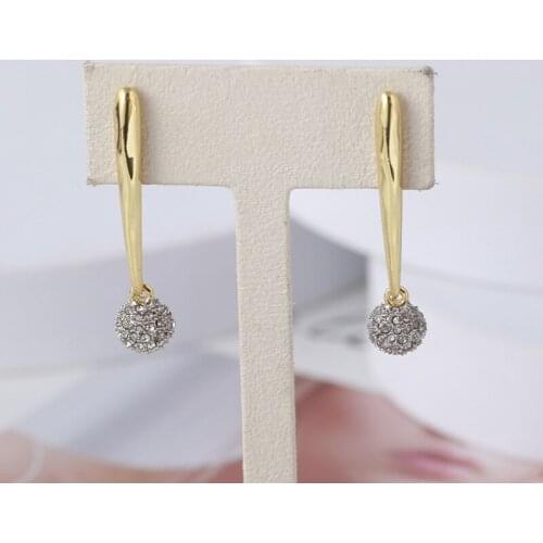 Women zircon ball 18K real gold plated earrings drop designer botique jewelry