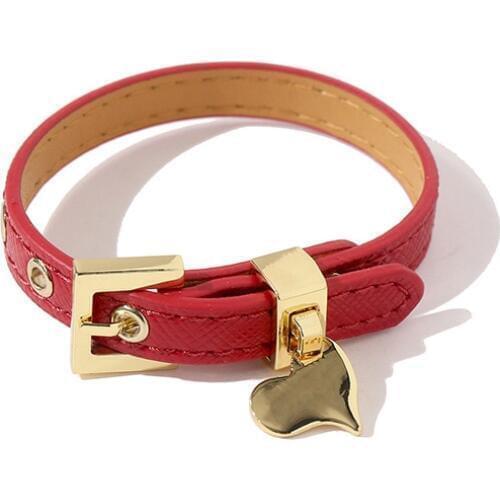 Heart Charms Women PU Leather Bracelet New Fashion Belt design Size Adjustable Leather Bracelet&Bangle Jewelry Drop Shipping
