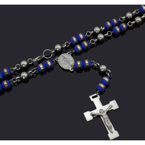 Women Rosary Neckalce 2021 New Link Chain Hip Hop Stainless Steel Pray Rosaries Corss Necklaces RN59