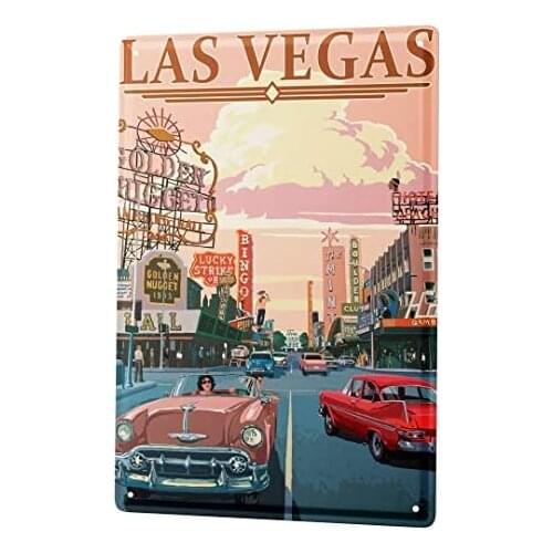 Tin Sign Decor Plaques Retro Art Metropole Las Vegas
