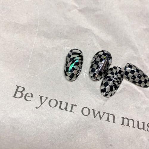 1 Pc Black&White Color Lattice Design Nail Stickers Acrylic Adhesive Transfer Nail Art Decals Manicure Decoration Beauty XQL13